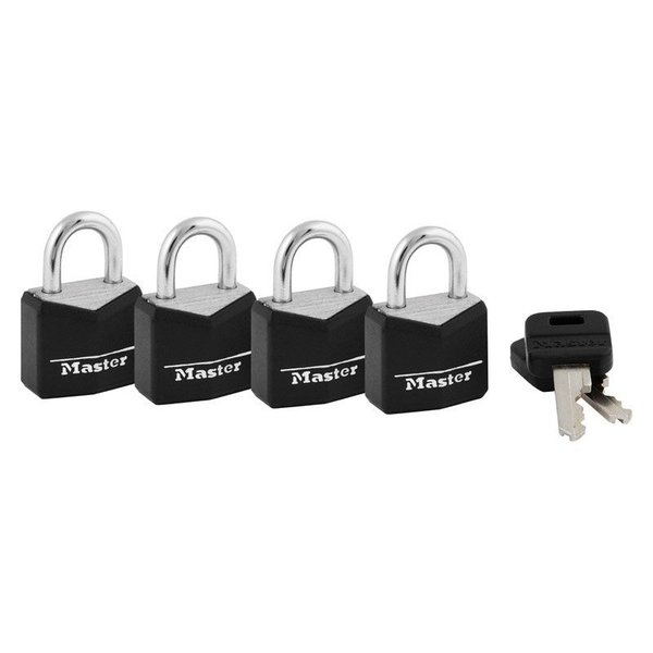 Master Lock 4Pk 3/4"Blk Alu Padlock 121Q